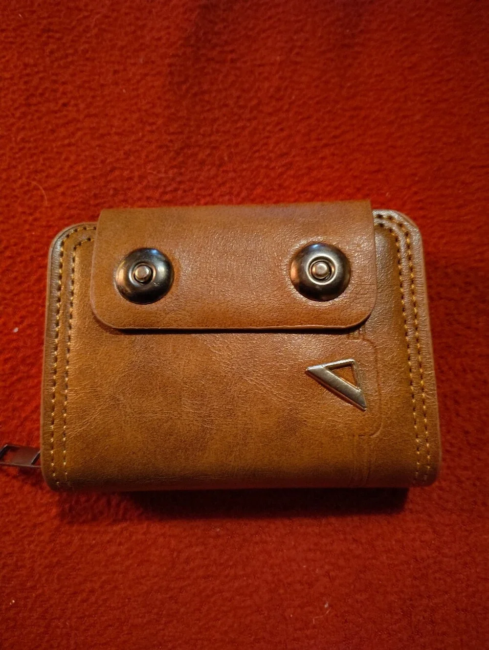 Men's Brown Leather Wallet with Snap Closure